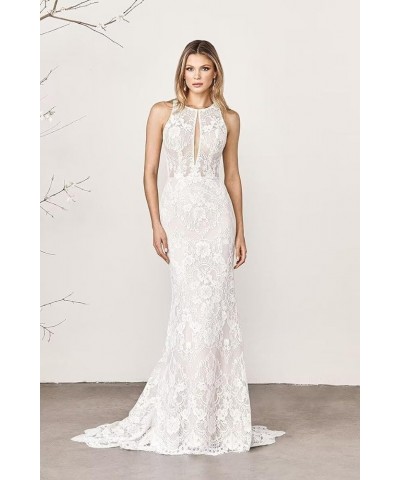 Women's Beach Spaghetti Strap Wedding Dresses for Bride 2024 Boho Long Lace Bridal Gowns for Wedding YMS041 L-ivory $70.38 Dr...