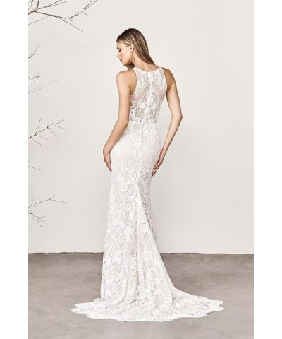 Women's Beach Spaghetti Strap Wedding Dresses for Bride 2024 Boho Long Lace Bridal Gowns for Wedding YMS041 L-ivory $70.38 Dr...
