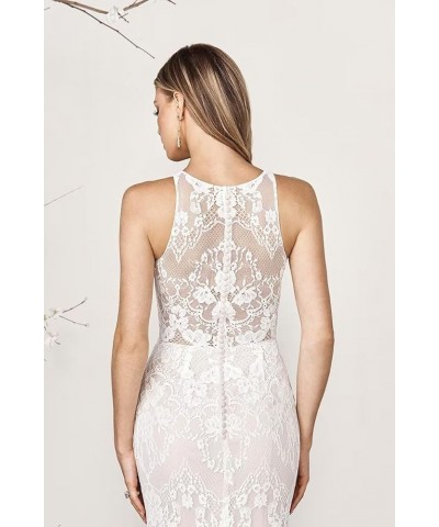 Women's Beach Spaghetti Strap Wedding Dresses for Bride 2024 Boho Long Lace Bridal Gowns for Wedding YMS041 L-ivory $70.38 Dr...