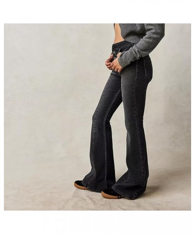 Women Slim Fit Jeans High Waisted Bell Bottom Flare Wide Leg Denim Trousers Casual Vintage Aesthetics Cargo Pants C-black $19...