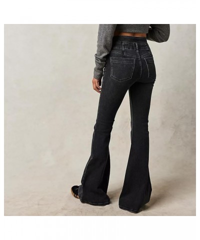 Women Slim Fit Jeans High Waisted Bell Bottom Flare Wide Leg Denim Trousers Casual Vintage Aesthetics Cargo Pants C-black $19...