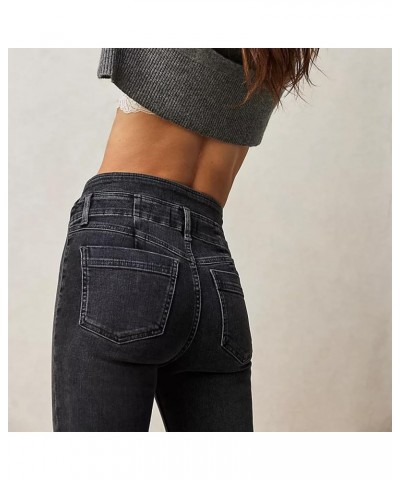 Women Slim Fit Jeans High Waisted Bell Bottom Flare Wide Leg Denim Trousers Casual Vintage Aesthetics Cargo Pants C-black $19...