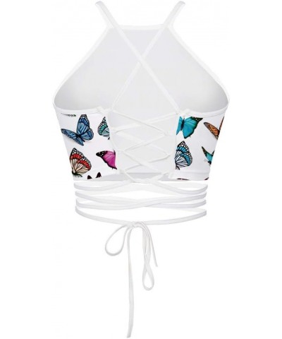 Women's Halter Cross Hollow Boho Bandage Tank Camis Crop Top Vest H-butterfly $9.43 Tanks