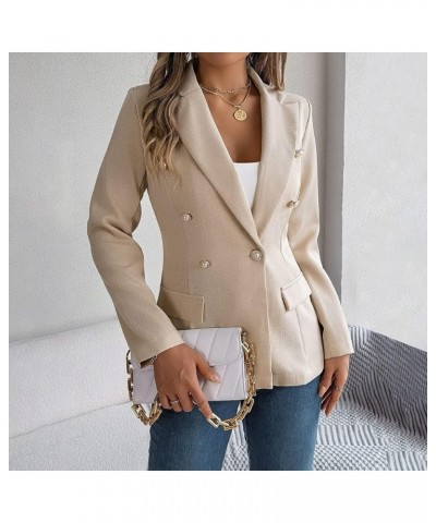 Women 2024 Casual Blazers Fashion Long Sleeve Open Front Work Office Blazer Jackets with Pockets 01-khaki $20.91 Blazers
