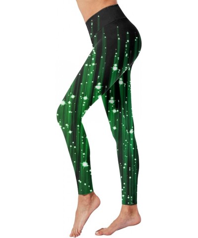 Green Womens Leggings for Saint Patrick's Day Festival and Parties Workout Pants Irish Clover Printed Pant Yoga Tights B-bron...