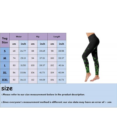Green Womens Leggings for Saint Patrick's Day Festival and Parties Workout Pants Irish Clover Printed Pant Yoga Tights B-bron...