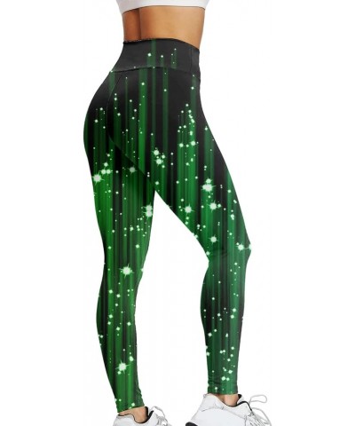 Green Womens Leggings for Saint Patrick's Day Festival and Parties Workout Pants Irish Clover Printed Pant Yoga Tights B-bron...