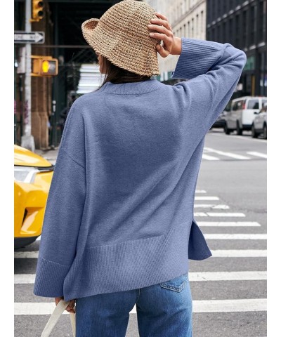Women's 2023 Fall Winter Oversized Long Sleeve Crew Neck Knit Casual Loose Pullover Sweater Top Blue $23.76 Sweaters