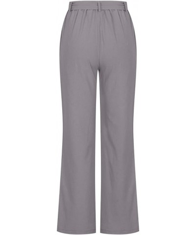 Women's Cotton Linen Pants Summer Drawstring Elastic Waist Straight Leg Beach Pants Breathable Baggy Lounge Trousers Gray $6....