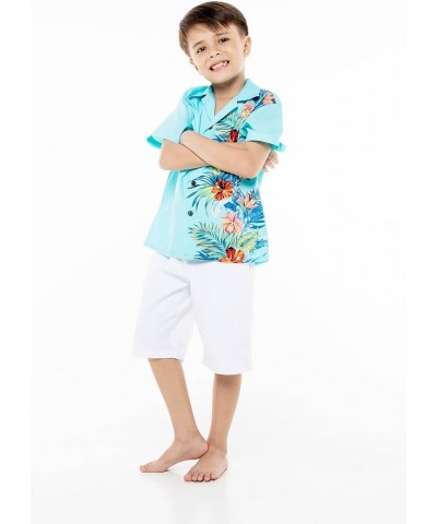 Matchable Family Hawaiian Luau Men Women Girl Boy Clothes in Orchid Paradise Turquoise Big Boy Boy Short Sleeve $21.29 Dresses