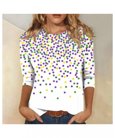 2024 Mardi Gras Outfit for Women Plus Size Tops Holiday 3/4 Blouses Sleeve Carnival Themed Costumes Party Shirts 1-vermilion ...