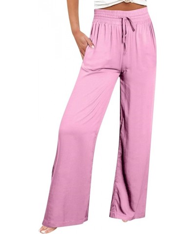 Women's Wide Leg Pants Dressy Casual Work Pants High Waisted Palazzo Pant Flowy Wide Leg Trousers 03-pink $10.06 Pants