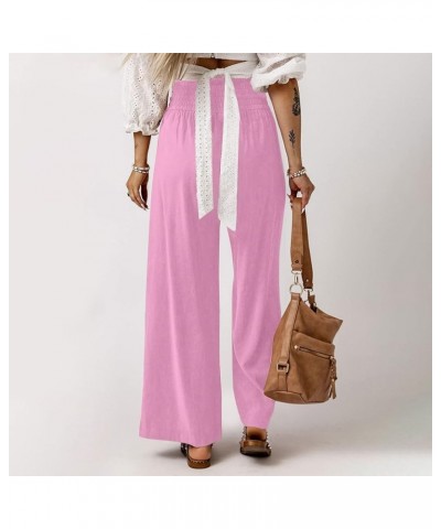 Women's Wide Leg Pants Dressy Casual Work Pants High Waisted Palazzo Pant Flowy Wide Leg Trousers 03-pink $10.06 Pants
