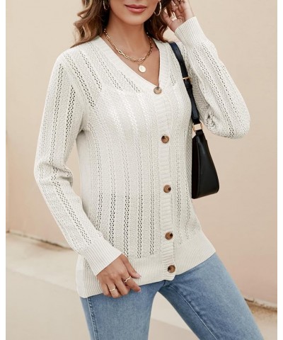 Women's Open Front Cardigan Long Sleeve Lightweight Crochet Sweater 2023 Button Down Cable Knit Outwear Coat Beige $10.59 Swe...
