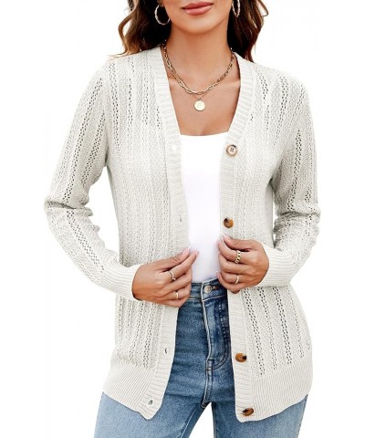 Women's Open Front Cardigan Long Sleeve Lightweight Crochet Sweater 2023 Button Down Cable Knit Outwear Coat Beige $10.59 Swe...