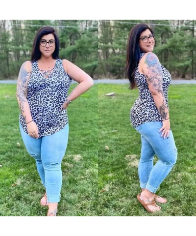 Plus Size Tank Tops for Women V/Round Neck with Zipper/Ring Hole Sleeveless Shirt Casual Oversized Tie Dye Tank XL-5XL W-a327...