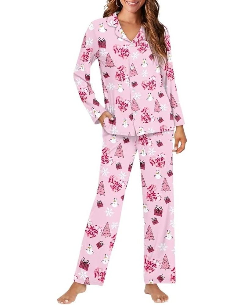 Pajamas for Women Set Long Pants Sleepwear Sets Soft Comfy Night Wear V-Neck Loungewear Cute Pajama House Wear Christmas-love...