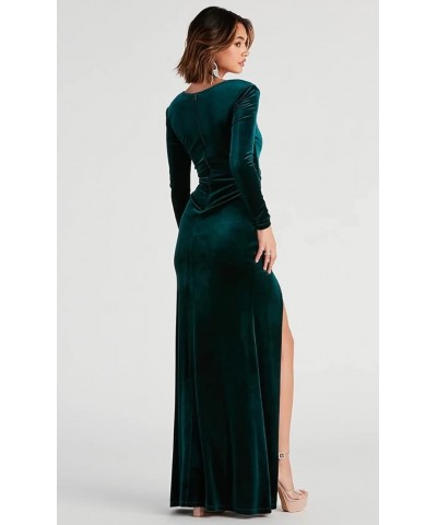 Long Sleeve Velvet Bridesmaid Dresses for Women 2024 Slit V Neck Maxi Velvet Dress for Party Formal Evening Gown Wine Red $32...