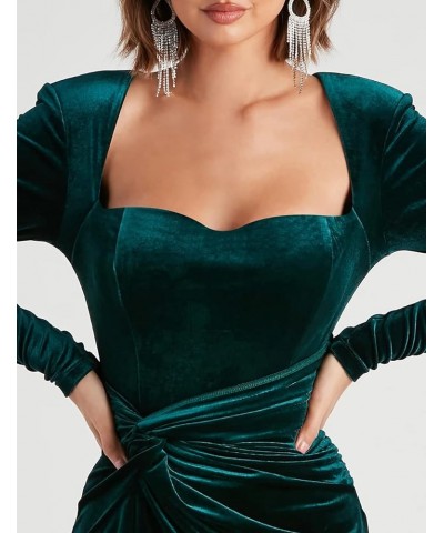 Long Sleeve Velvet Bridesmaid Dresses for Women 2024 Slit V Neck Maxi Velvet Dress for Party Formal Evening Gown Wine Red $32...