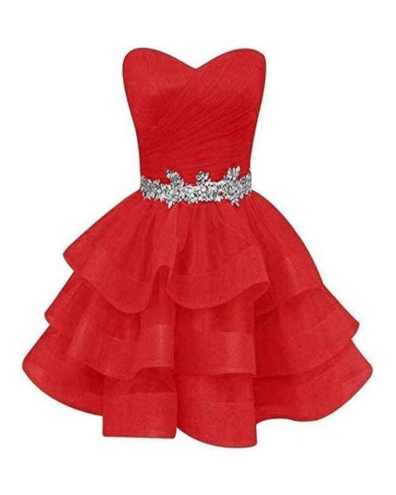 Short Prom Dresses 2022 Tulle Homecoming Dress Sweetheart Ball Gowns for Women with Beads Red $43.67 Dresses