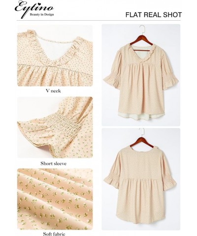 Womens Plus Size Floral Print Blouses V Neck Ruffle Flowy Short Sleeve Shirts Babydoll Casual Tunic Tops(1X-5X) B Pink $17.91...