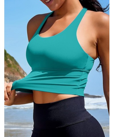 Women Sports Bras Longline Fitness Crop Tops Tank Gym Camisole Strappy Criss Cross Yoga Workout Running Shirts New Green Spor...