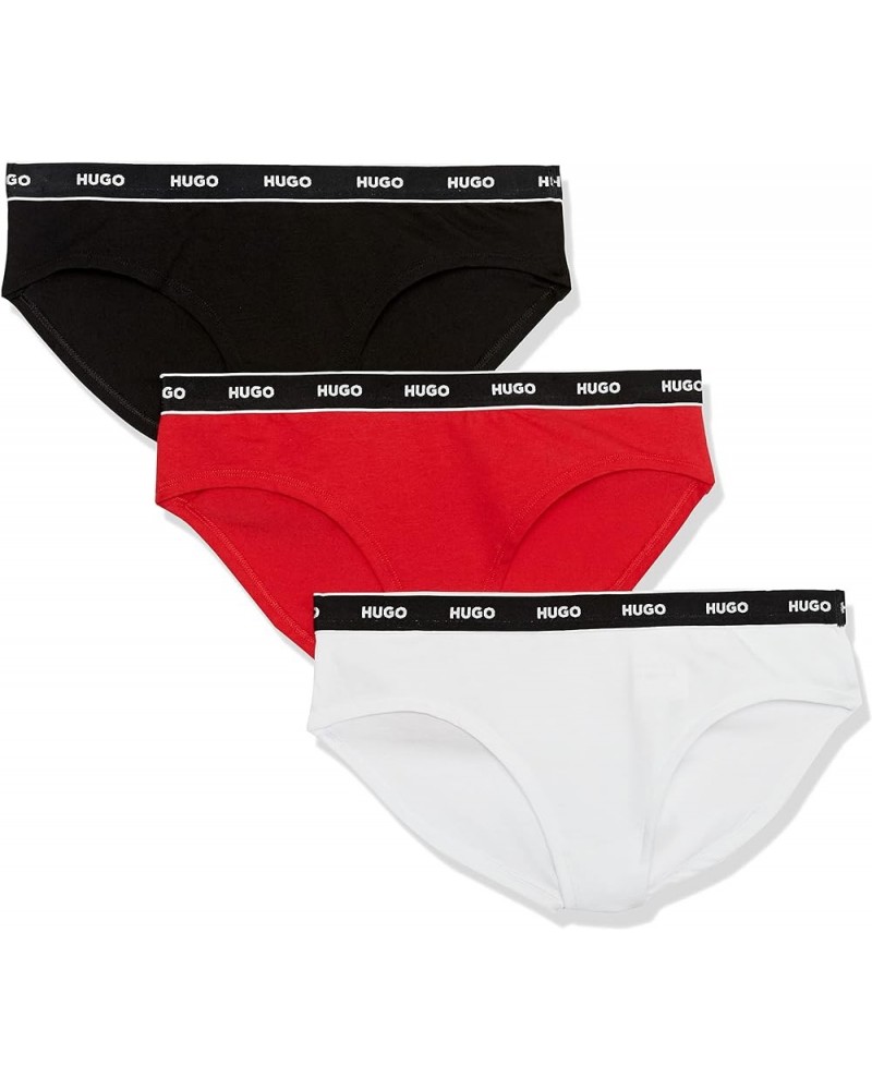 Women's 3-Pack Repeat Logo Cotton Stretch Briefs Black Fog/Red/Cloud $14.56 Lingerie