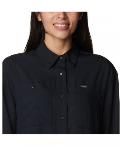 Women's Plus Size Silver Ridge Utility Long Sleeve Shirt Black $29.64 Blouses