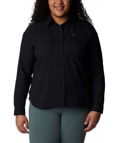 Women's Plus Size Silver Ridge Utility Long Sleeve Shirt Black $29.64 Blouses