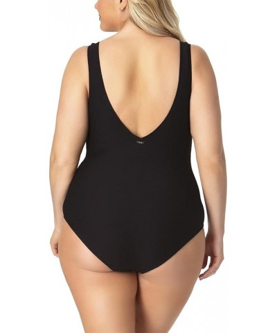 Women's Twist Front One Piece Swimsuit Black $10.00 Swimsuits
