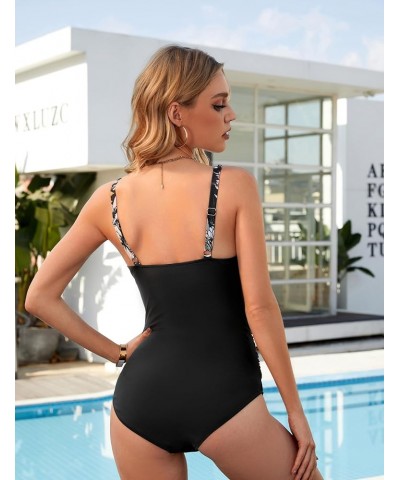 Women's Tummy Control Swimsuit Mesh Sexy One Piece Bathing Suits V-Neck Slimming Swimwear A-Ruched Floral37 $17.99 Swimsuits