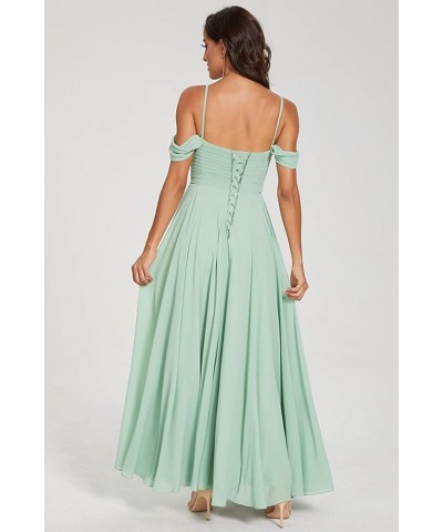 Women's Off The Shoulder Bridesmaid Dresses with Slit 2024 Long Chiffon Formal Party Dress for Wedding Fuchsia $37.79 Dresses