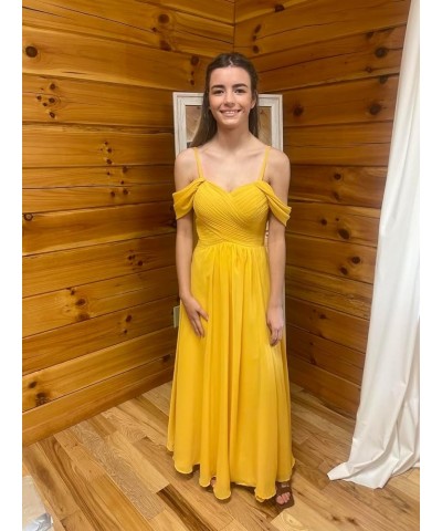 Women's Off The Shoulder Bridesmaid Dresses with Slit 2024 Long Chiffon Formal Party Dress for Wedding Fuchsia $37.79 Dresses