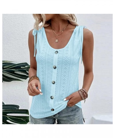 Summer Tank Top for Women Casual Loose Fit Pleated Sleeveless Tops 2023 Trendy Plus Size Comfy Flowy T-Shirts B Sky Blue $5.5...