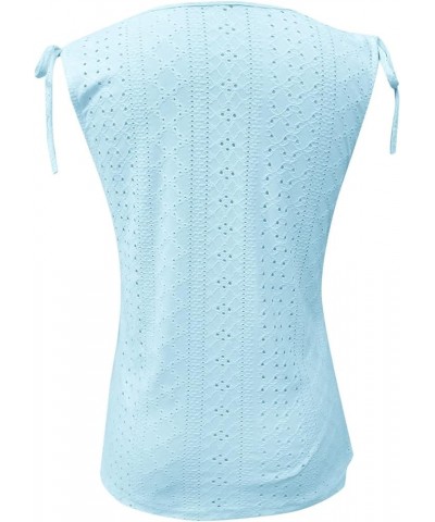 Summer Tank Top for Women Casual Loose Fit Pleated Sleeveless Tops 2023 Trendy Plus Size Comfy Flowy T-Shirts B Sky Blue $5.5...