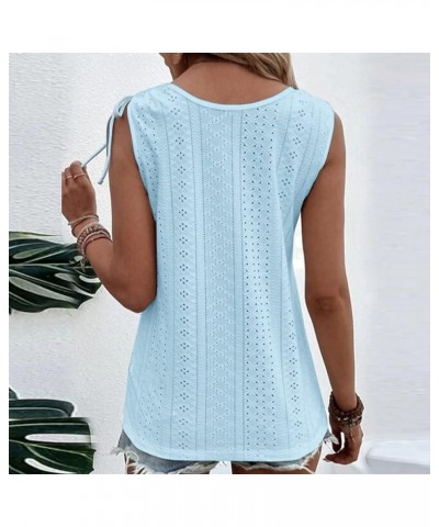 Summer Tank Top for Women Casual Loose Fit Pleated Sleeveless Tops 2023 Trendy Plus Size Comfy Flowy T-Shirts B Sky Blue $5.5...