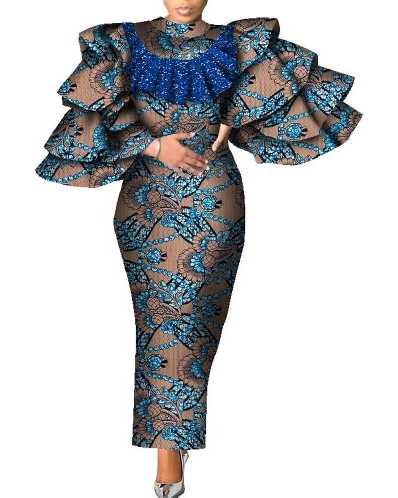African Dresses for Women Print Multi Layer Ruffles Sleeve Dashiki Maxi Long Dresses Vestidos African Ankara Clothes for Lady...
