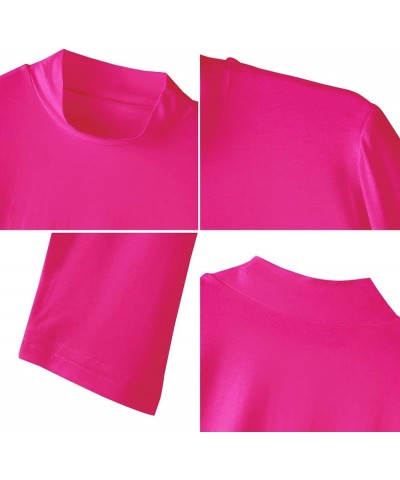 Women's Long Sleeve Mock Neck Pure Soft Thin Sexy Stretch Crop TOP T Shirt Hotpink $10.00 T-Shirts