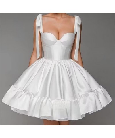 Satin Short Homecoming Dresses for Teens Spaghetti Strap A Line Ball Gown Ruched Formal Party Dress LNL0726 Blush $29.92 Dresses