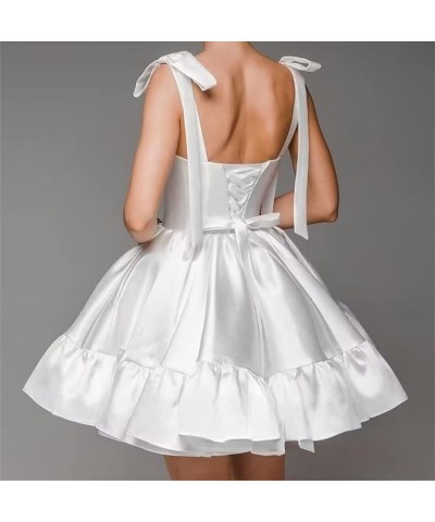Satin Short Homecoming Dresses for Teens Spaghetti Strap A Line Ball Gown Ruched Formal Party Dress LNL0726 Blush $29.92 Dresses
