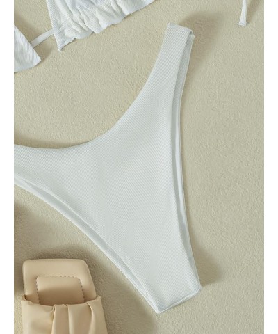 Women's Floral Frill Trim Underwire High Cut Two Piece Bikini Swimsuit White $16.32 Swimsuits