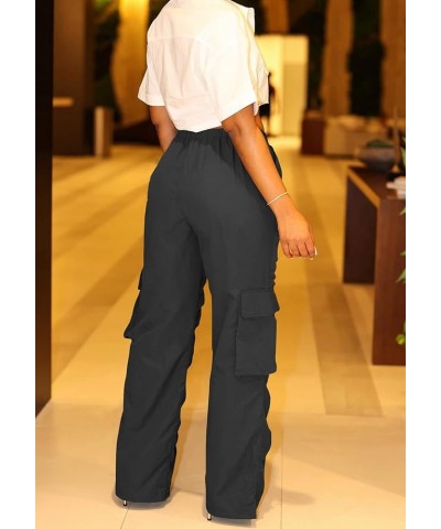 Cargo Pants for Women High Waisted Ruched Baggy Sweatpants Stacked Relaxed Joggers with Pockets 0-black $21.83 Pants
