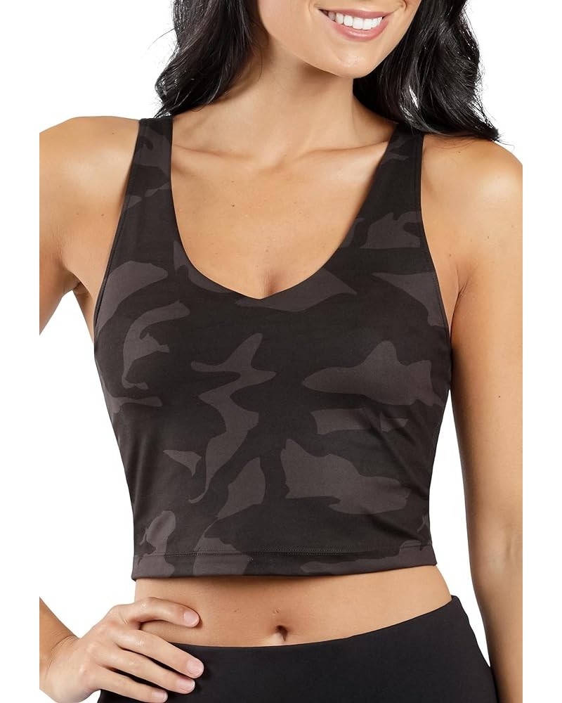 Everyday Cloud Support Crop Tank with Built-in Bra Camo Olive $12.43 Tanks