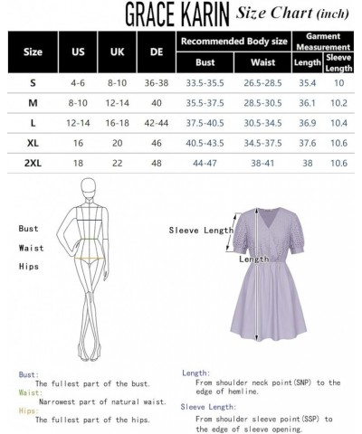 Women's 2024 Summer Dresses Wrap V Neck Puff Sleeve Elastic Waist Casual A Line Wedding Short Mini Dress White $18.90 Dresses