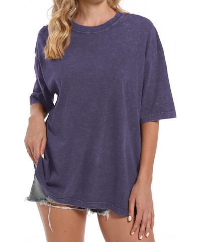 Vintage Oversized T Shirts for Women Baggy Shirt Streetwear Boyfriend Tee Workout Casual Short Sleeve Cotton Tops Purple $13....