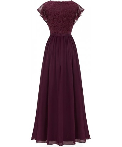 Women's V Neck Formal Dress Maxi Lace Chiffon Long Bridesmaid Wedding Gown Grape $23.92 Dresses