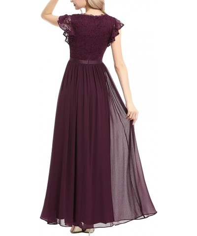Women's V Neck Formal Dress Maxi Lace Chiffon Long Bridesmaid Wedding Gown Grape $23.92 Dresses