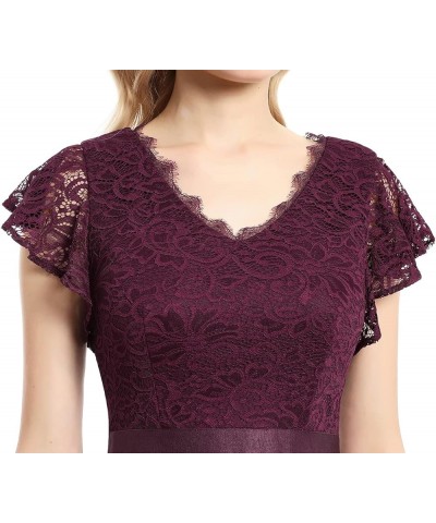 Women's V Neck Formal Dress Maxi Lace Chiffon Long Bridesmaid Wedding Gown Grape $23.92 Dresses