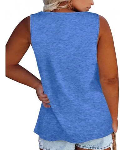 Plus Size Tank Top for Women V Neck Basic Solid Color Casual Flowy Summer Sleeveless Tunics (XL-5XL) A-blue $15.39 Tanks