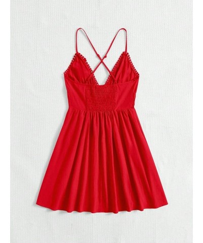 Womens' Dress Shirred Back Tie Front Cami Dress Summer Dresses for Women (Color : Black, Size : Small) Medium Red $16.90 Dresses